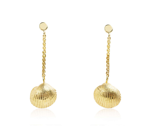 Die kleine Herzmuschel aus Wassersleben in Gold für das Ohr