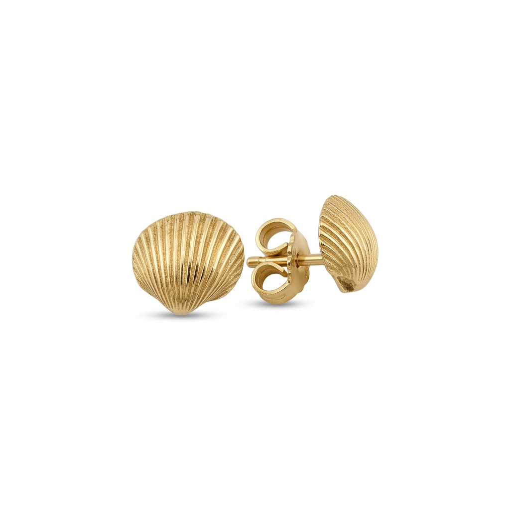 Die kleine Herzmuschel aus Wassersleben S in Gold für das Ohr