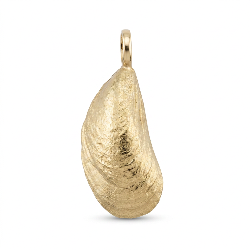 Die Miesmuschel aus Glücksburg XL für den Hals als Anhänger in Gold