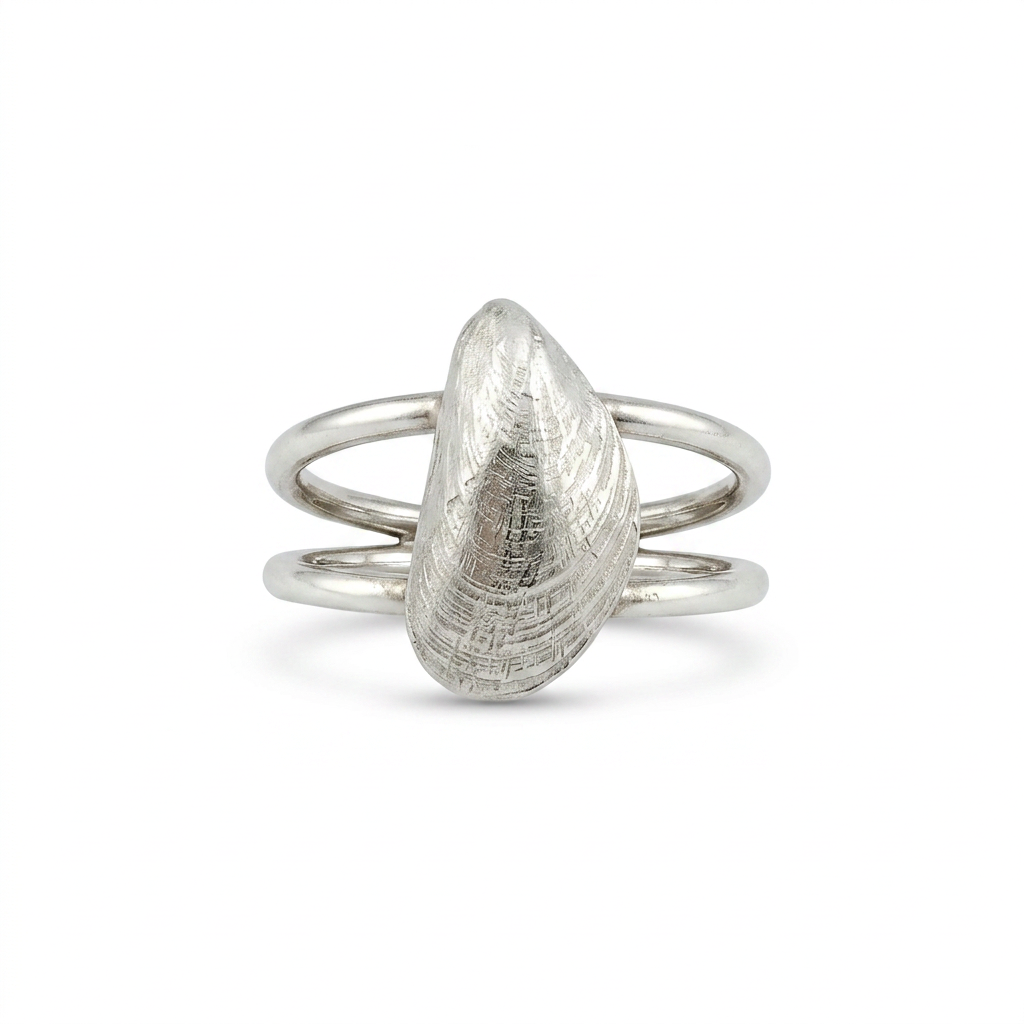 Die Miesmuschel aus Glücksburg S für den Finger in Silber