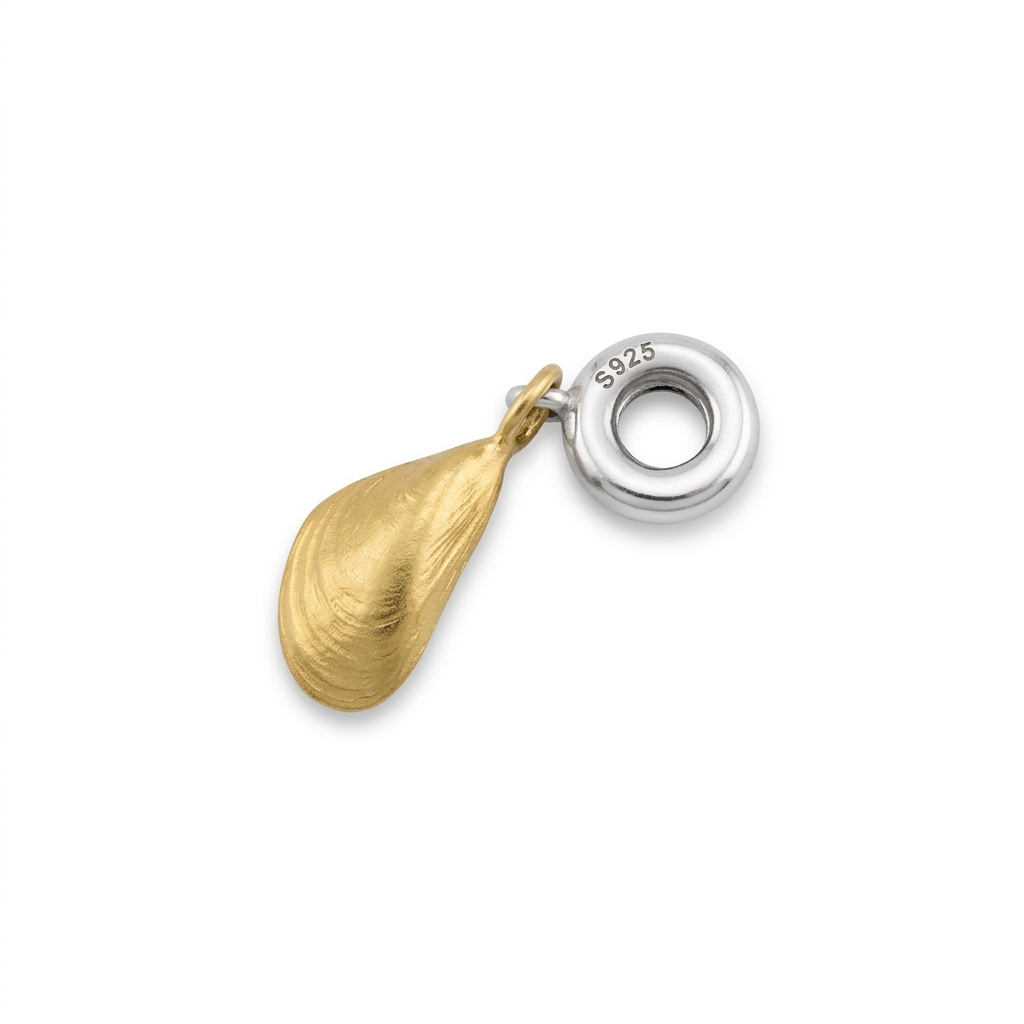 Die Miesmuschel aus Glücksburg S für den Arm/Hals in bicolor als Charm/Anhänger