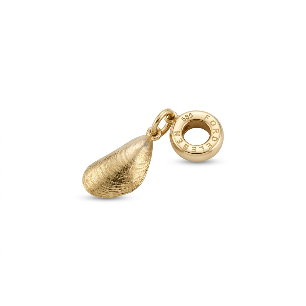 Die Miesmuschel aus Glücksburg S für den Arm/Hals als Charm/Anhänger in Gold (Für Sammelband geeignet)