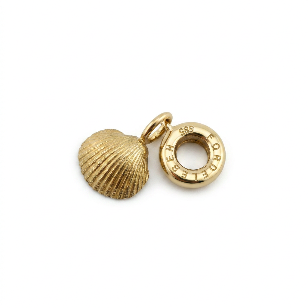 Die Herzmuschel aus Wassersleben S in Gold als Charm